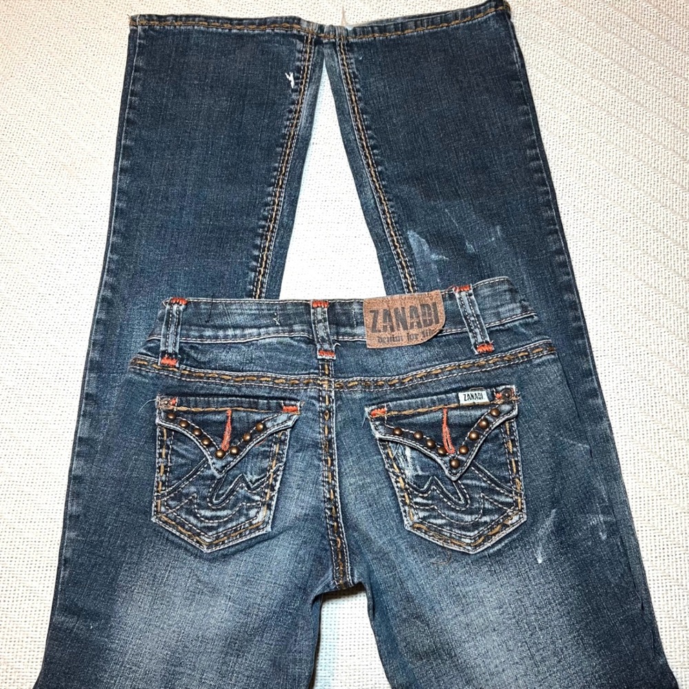 Zanadi Y2K 2001 Low Rise Bootcut Jeans Vintage Dark Wash Size 1 - Picture 2 of 10